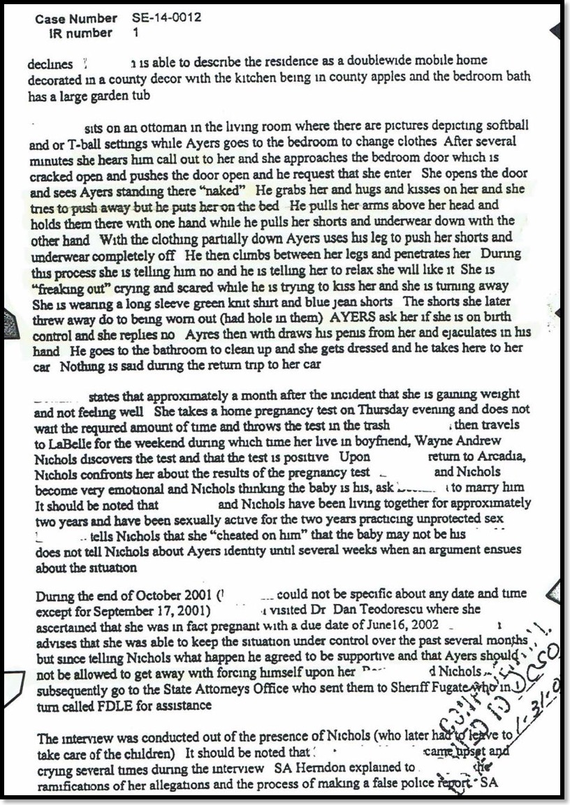 Harvey Ayers was investigated for Sexual Assault 4