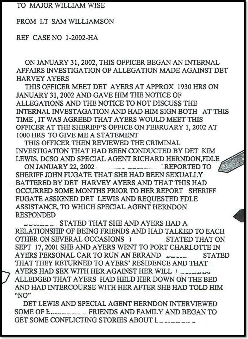 Harvey Ayers was investigated for Sexual Assault 9