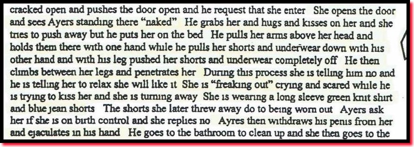 Harvey Ayers was investigated for Sexual Assault Excerpt